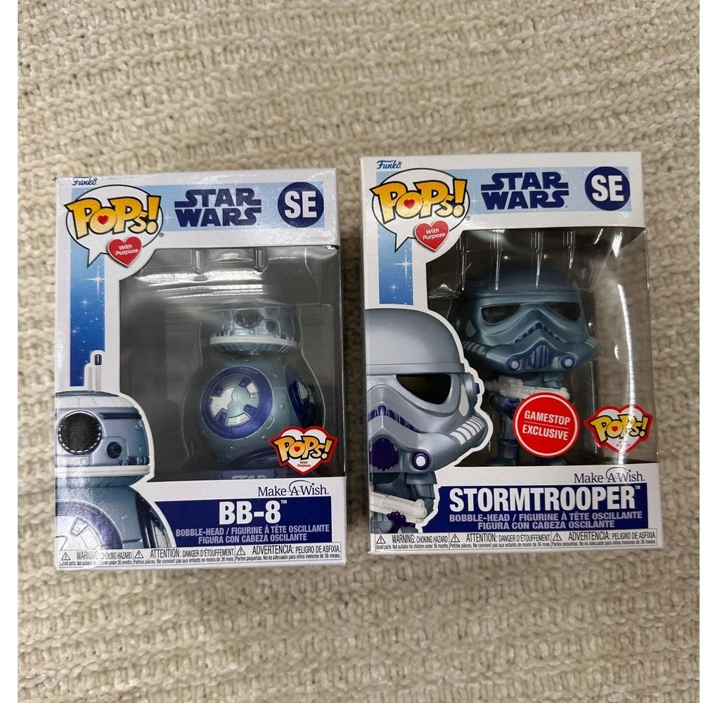 Funko Pop Star Wars Make A Wish BB-8 Stormtrooper Metallic GameStop Exclusive - Picture 15 of 15